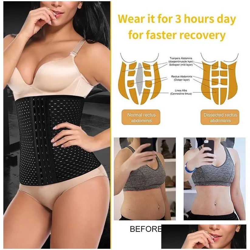 Women`S Shapers Womens Women Waist Trainer Body Slimming Belt Modeling Strap Girdles To Reduce Abdomen And Y Bustiers Wait Corsets Dr Dhe71