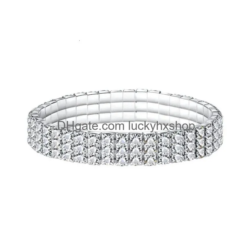 chain multiple styles fashion crystal stretch shine bracelets for women couple girlsfriend bangles wedding bridal gifts 230508