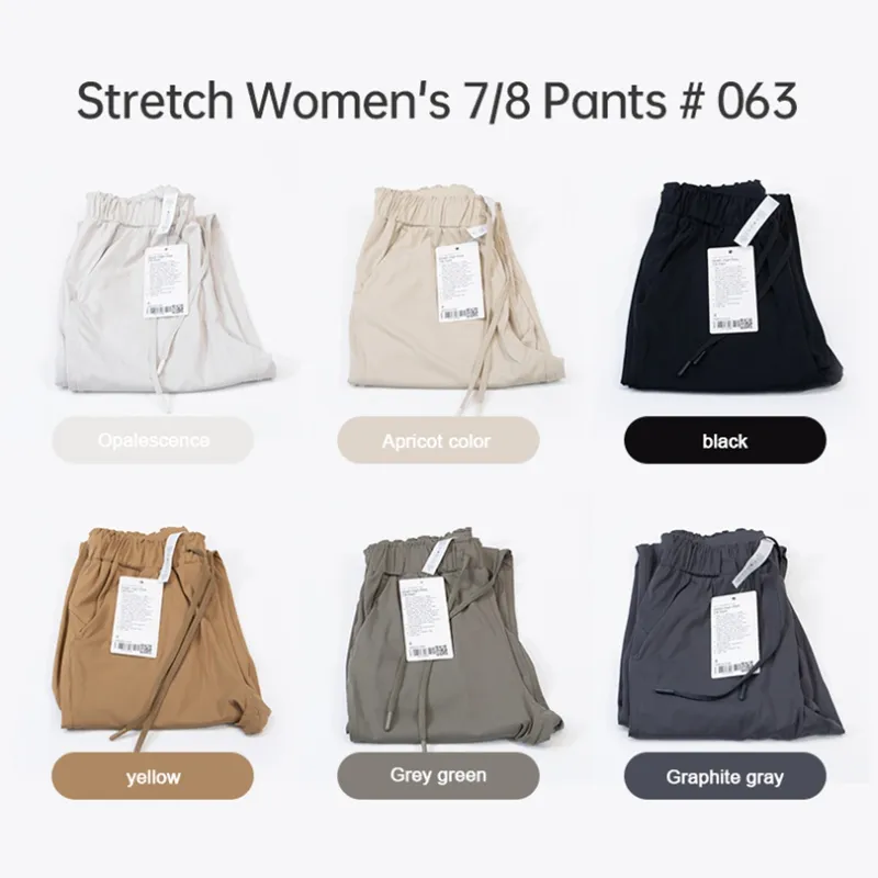 LL women`s yoga suit jogging women`s 78 high waisted pants casual drawstring cropped pants slim fit high elasticity