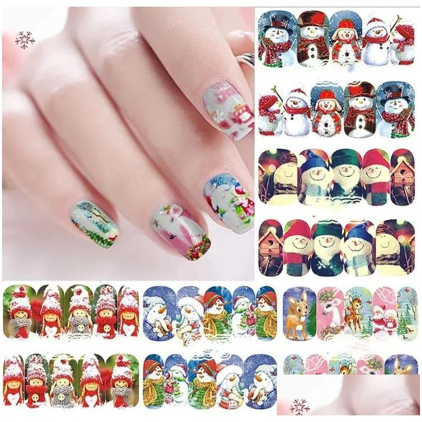 Nail Stickers 12 Christmas Snowflake Art All-inclusive Day Self-adhesive Water Fake Nails