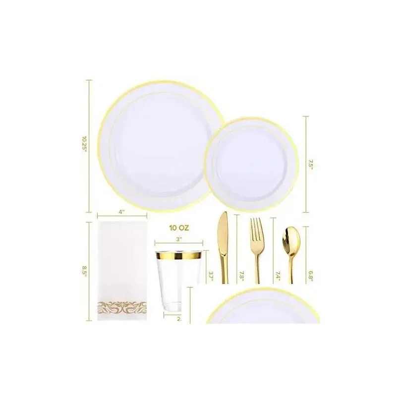 Flatware Sets Selling Birthday Party Decorations Plates Dinnerware Disposable Plastic Luxury Dishes Tableware