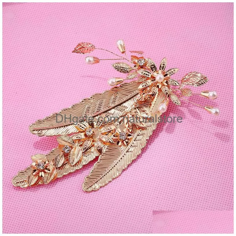 Hair Clips Barrettes Unique Design Fashion Gold Plated Alloy Leaf Shape Hairclip Accessory For Women Jewelry Drop Delivery Hairjewe