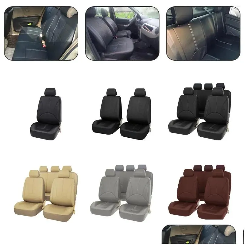Car Seat Covers PU Leather Front Rear Headrest Classic Washable