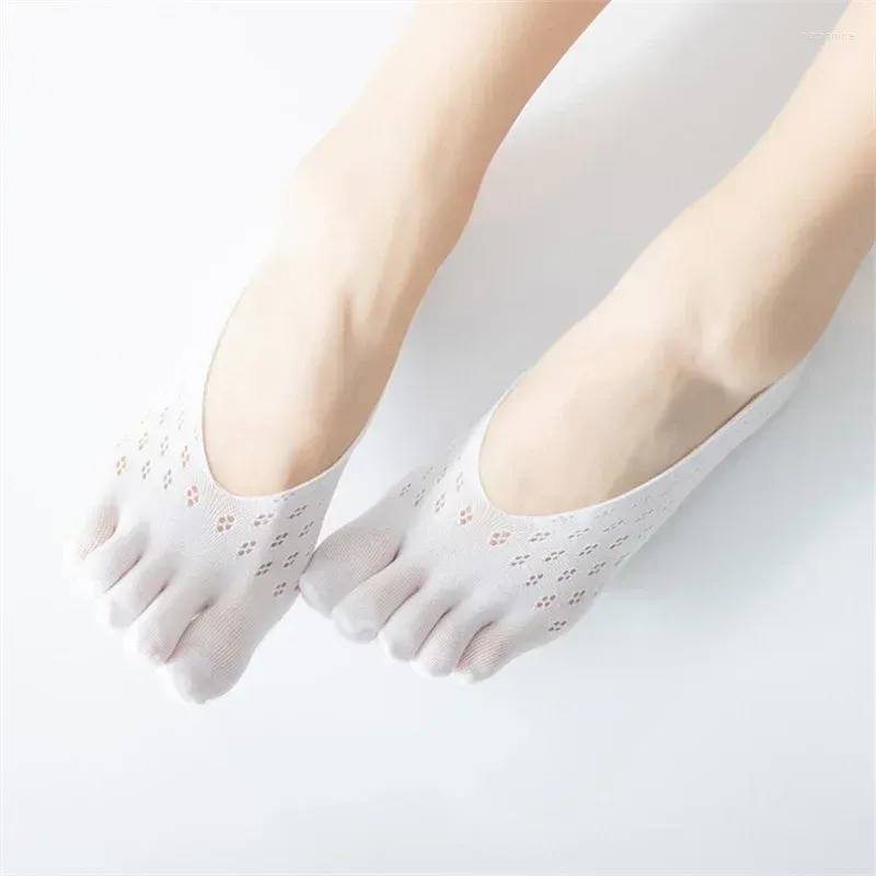 Women Socks 1 Pair Summer Five-Finger Ultra Thin Funny Toe Invisible Sokken With Silicone Anti-Skid Breathable Anti-Friction