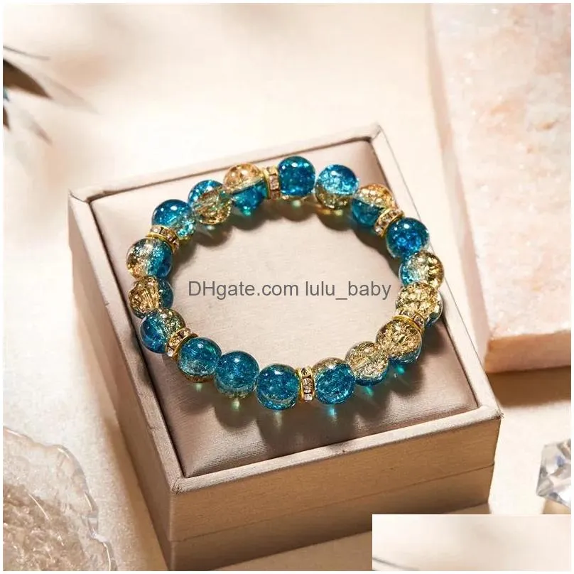 charm bracelets korean crystal glass beaded bracelet for women girls luxury colorful beads elastic handmade original jewelry gift