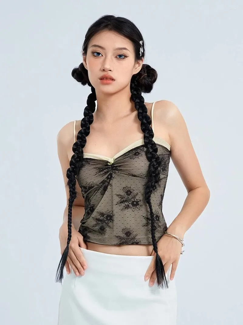 Women`s Tanks Women Vest Tops Sleeveless Off Shoulder Flower Lace Casual Party Street Summer Short Shirt