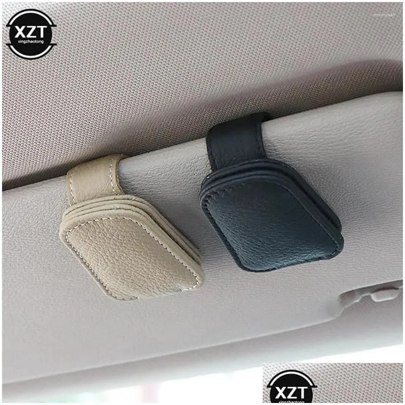 Interior Accessories Hanging Protective Practical Car Glasses Holder Strong Magnet Sunglasses Clip PU Leather Sun Visor Space Saving