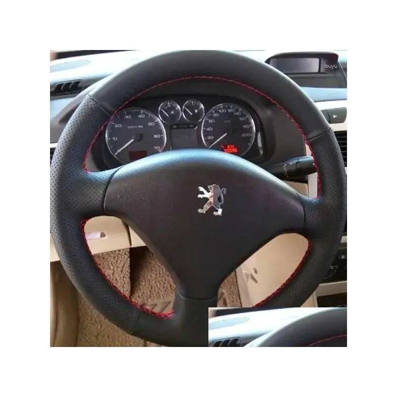 Steering Wheel Covers For 307 2001-2008 SW 2005-2008 Customize DIY Hand-Stitched Non-Slip Leather Cover