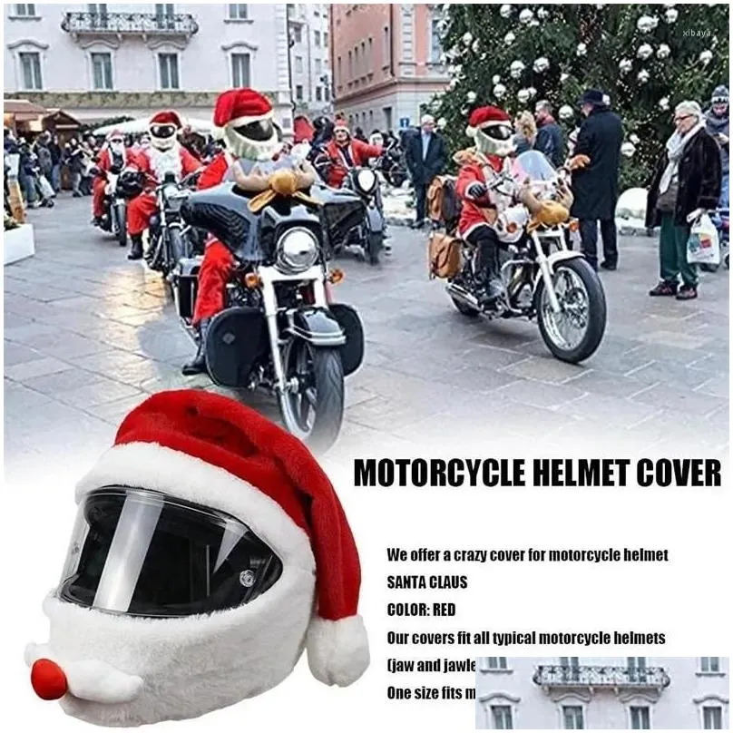 Motorcycle Helmets Helmet Cover Funny Christmas Hat Decoration Santa Claus Plush Motorbike Moto Accessories