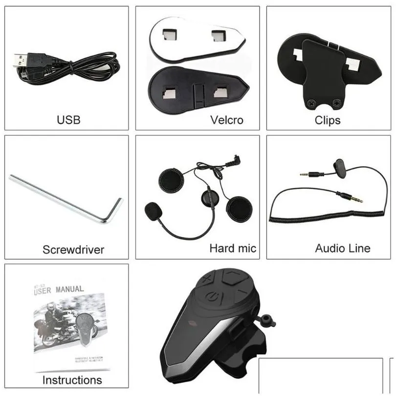 New BTS3 1000M Motorcycle BT Interphone Motorbike Helmet Wireless Intercom FM Headset Portable Mini Interphone14254830