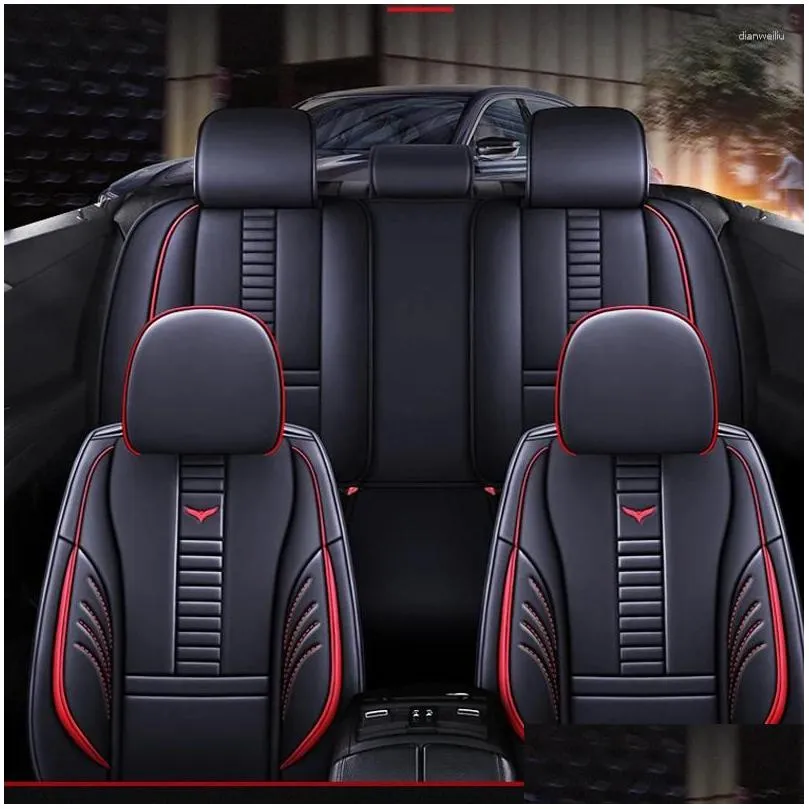 Car Seat Covers Universal PU Leather Seats Cover Waterproof Non-slip Cushion Luxury Upgrade For Auto Truck SUV