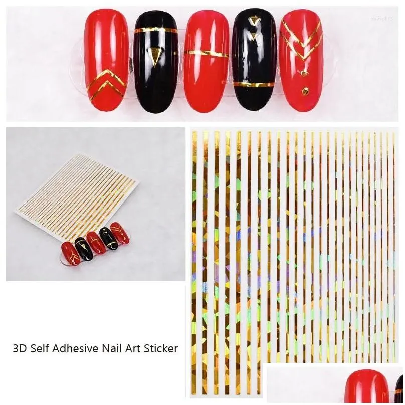 Stickers & Decals Nail 10Pcs Line Colorf 3D Self-Adhesive Art Sticker Laser Decoration Drop Delivery Health Beauty Salon Dhbbl