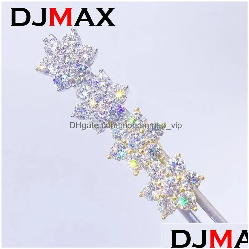 ear cuff 2023 djmax full stud earrings for women original 925 sterling silver flower lady luxurious diamond 231129