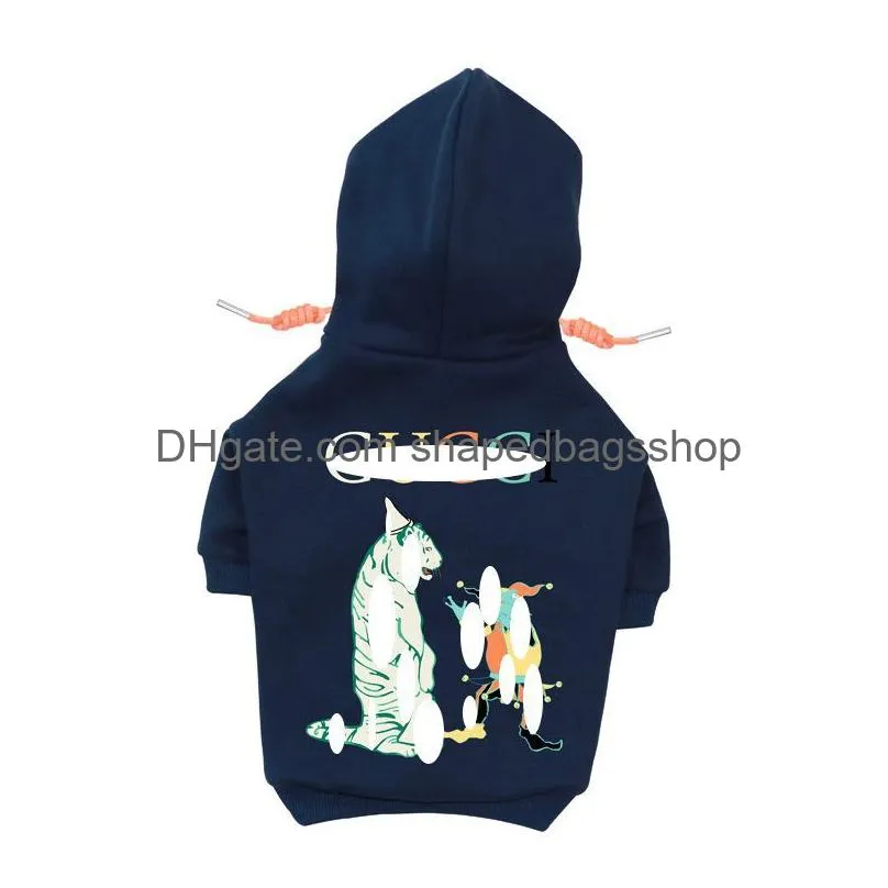 Dog Apparel Designer Clothes Brand Soft And Warm Dogs Hoodie Sweater With Classic Design Pattern Pet Winter Coat Cold Weather Jackets Ot4Hj
