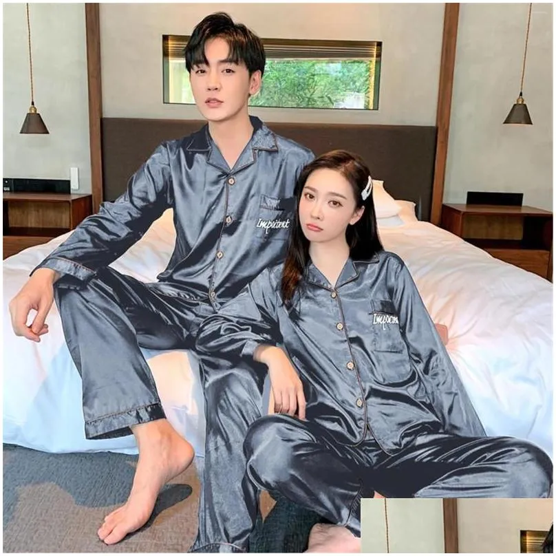 Women`s Sleepwear Pajamas For Couple Luxury Pyjama Suit Satin Set Pijama Lovers Night Men&Women Casual Home Clothing Nightwear