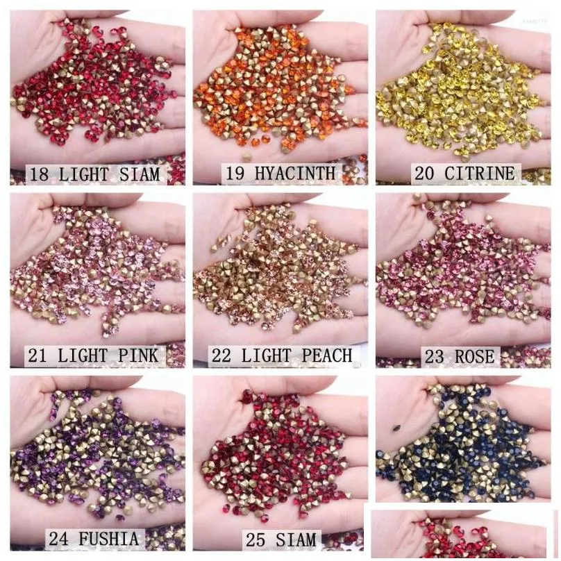 Nail Art Decorations Ss14 1440Pcs Glass Crystal Many Colors Point Back Rhinestone Beads Glue On Round Shape Handimade Craft Ornament