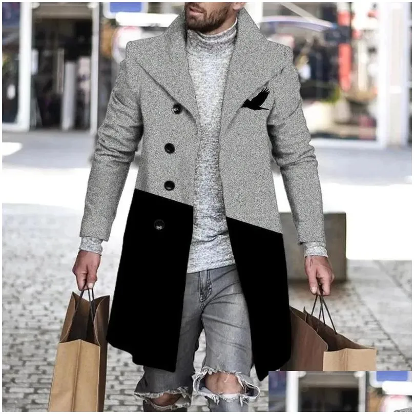 Men`s Trench Coats Long Coat Men Gothic Cardigan Slim Cloak Sweater Hooded Knitted Plaid Fashion Jacket Autumn Steampunk