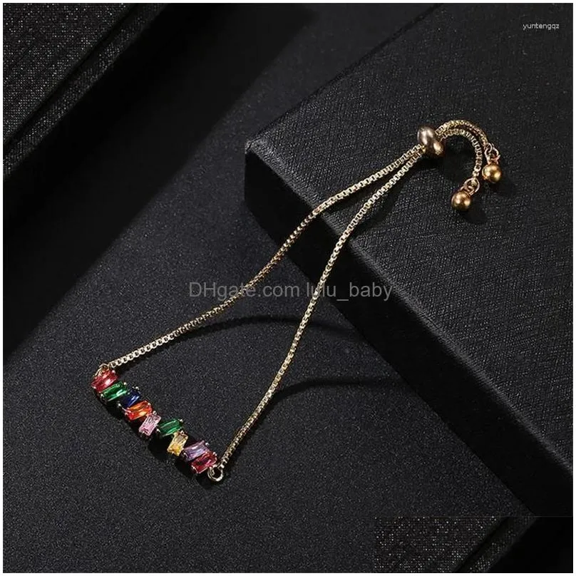 charm bracelets yjgs adjustable ladies multicolor cubic zirconia tennis bangle sparkling strand bracelet fine jewelry