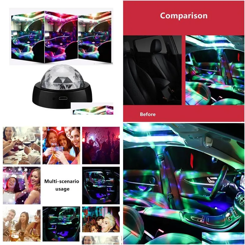 Mini DJ Disco Crystal Ball RGB Light USB Protable LED Atmosphere Lights LED Stage Lamp Auto Flash Lamp6663539