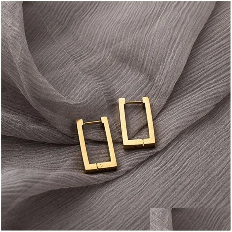 Charm Geometric Gold Earrings Rectangar Womens Metal Titanium Steel New Trendy Jewelry Drop Delivery Dhksx