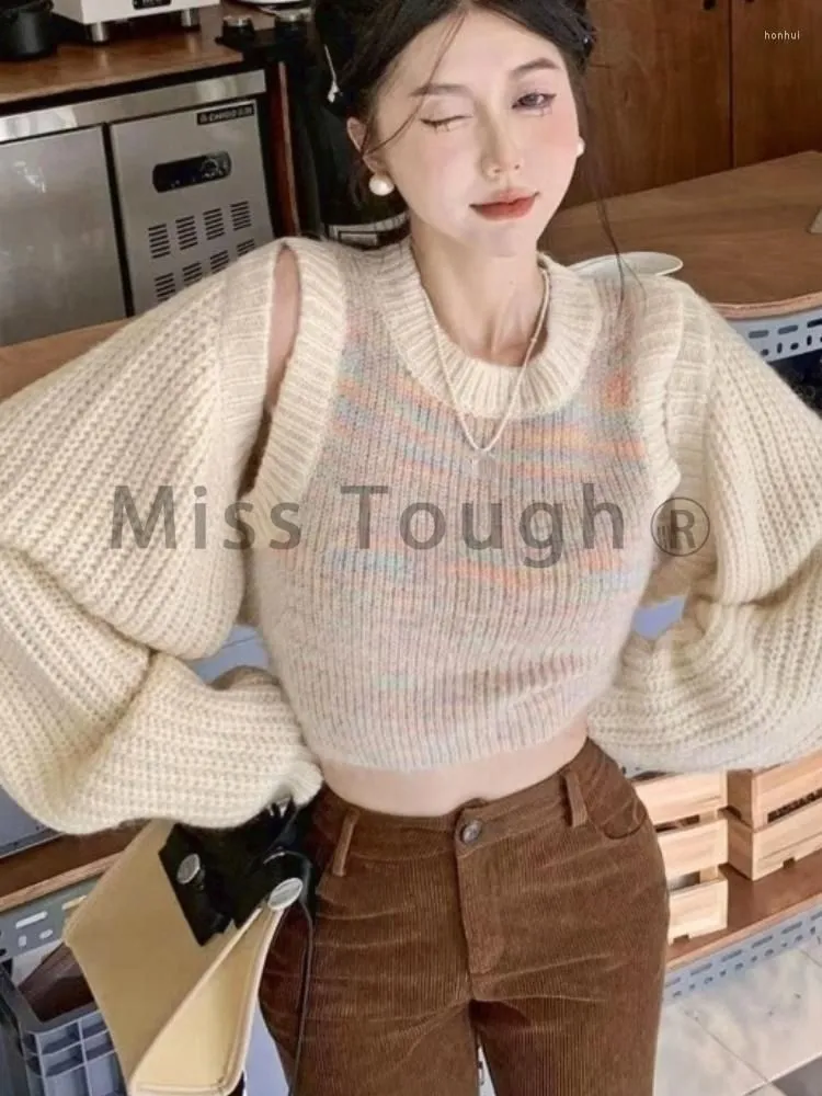 Women`s Blouses Autumn Sweet Elegant Knitted Tops Women Long Sleeve Casual Fashion Sweater Female Hollow Out Korean Designer 2023