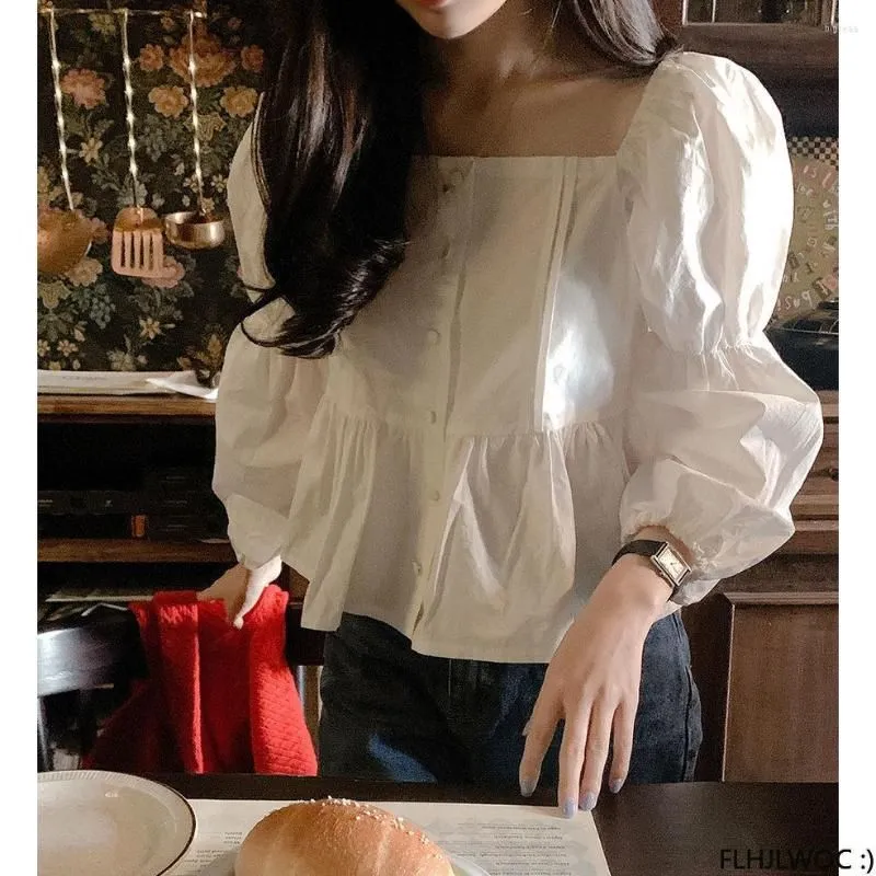 Women`s Blouses 3 Colors S Cotton Tops Cute Chic Korea Japan Girls Women Retro Vintage White Shirts