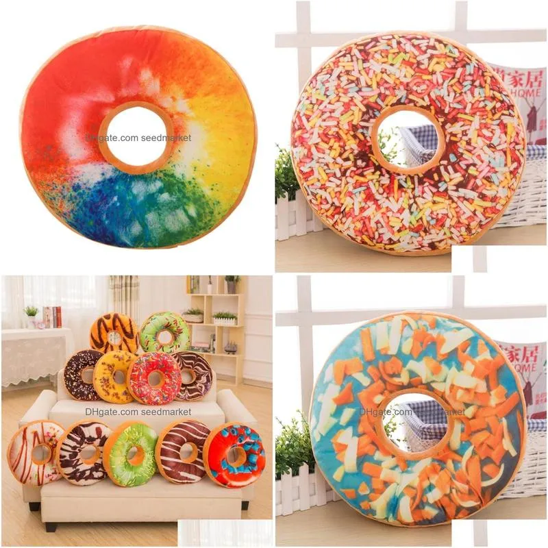 creative soft plush sweet donut home decoractive cushion cover pillow case pad seat chair car sofa cafe textile f1010