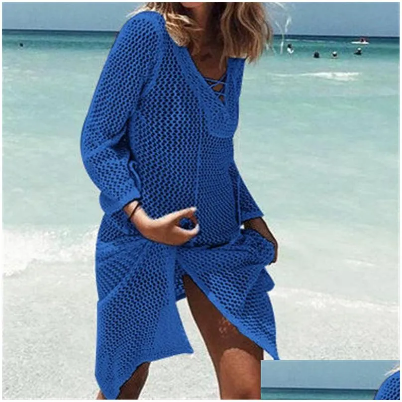 Women`s Swimwear Arrivals Sexy Beach Cover Up Crochet White Dress Ladies Bathing Suit Ups Tunic Saida De Praia #Q188