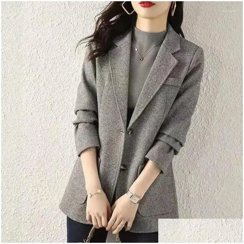 Women`s Suits Gray Clothes Outerwears Blazer Woman Jacket Slim Coats For Women Fashion 2024 Arrivals Classic Suit Korean