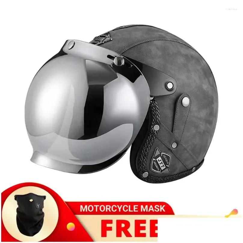Motorcycle Helmets Retro Cafe Racer Open Face Motorbike Riding Helmet LightWeight Casco Moto De Capacetes DOT Helm
