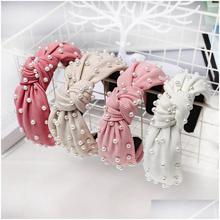Hair Accessories Haimeikang Vintage Knotted Pearl Hairband With Center Knot Headband For Women Band Drop Delivery Products Tools Dhbax
