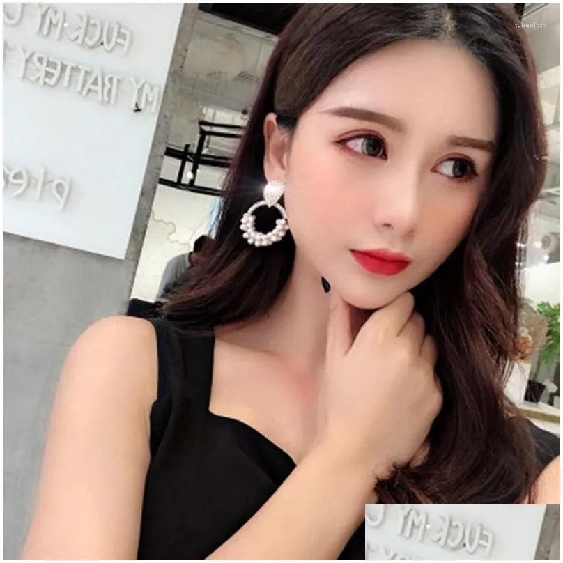 Dangle Earrings Style Imitation Pearl Round/Oval Pendant Long Tassel For Women High Quality Statement Trendy Jewelry Wholesale