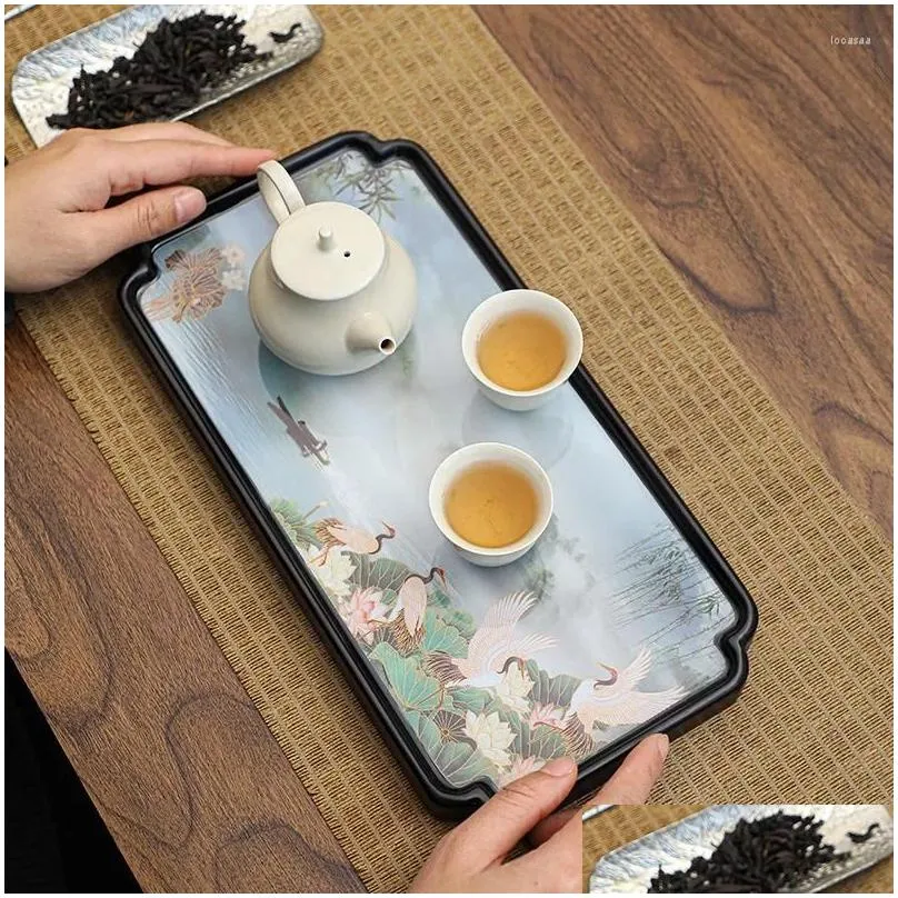 Tea Trays Series Heavy Bamboo Tray Simple Dry Brewing Small Set Japanese Style Household Square Table