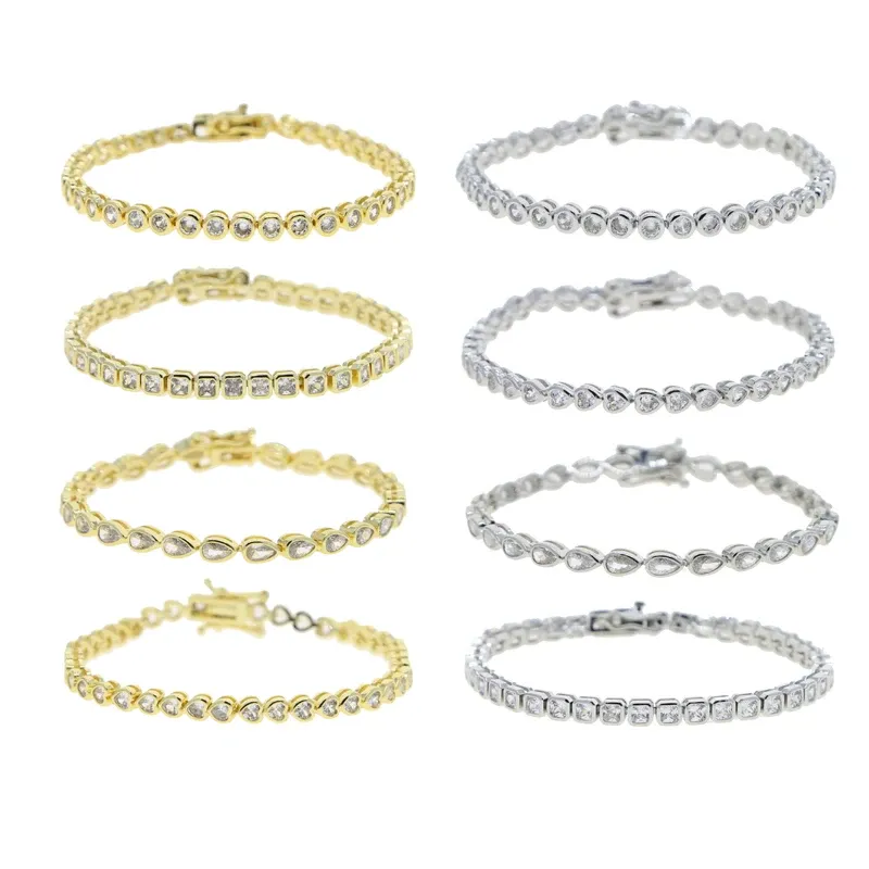 Various Shaped Geometric Bezel Cubic Tennis Bracelet Zirconia 5A CZ Tennis Bracelet Classic Fashion Women Jewelry Chain