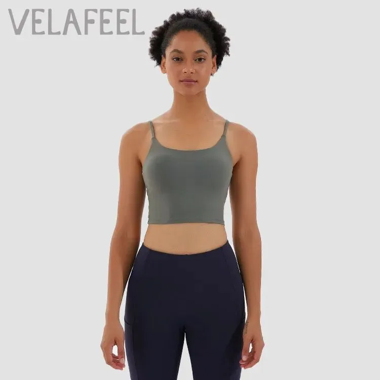 Sport Bra Top for Women Padded Brassiere Sports Yoga Bra Fitness Sexy camisole Female Push Up Sports Shirts Gym Clothes VELAFEEL