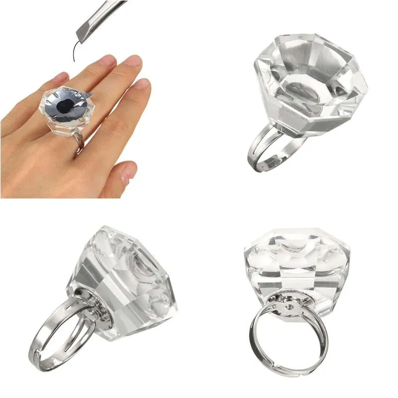 False Eyelashes Wholesale-New Pro Eyelash Crystal Glue Ring Finger Rings Adhesive Extension Pallet Holder High Quality Fashion Drop De Dhugh