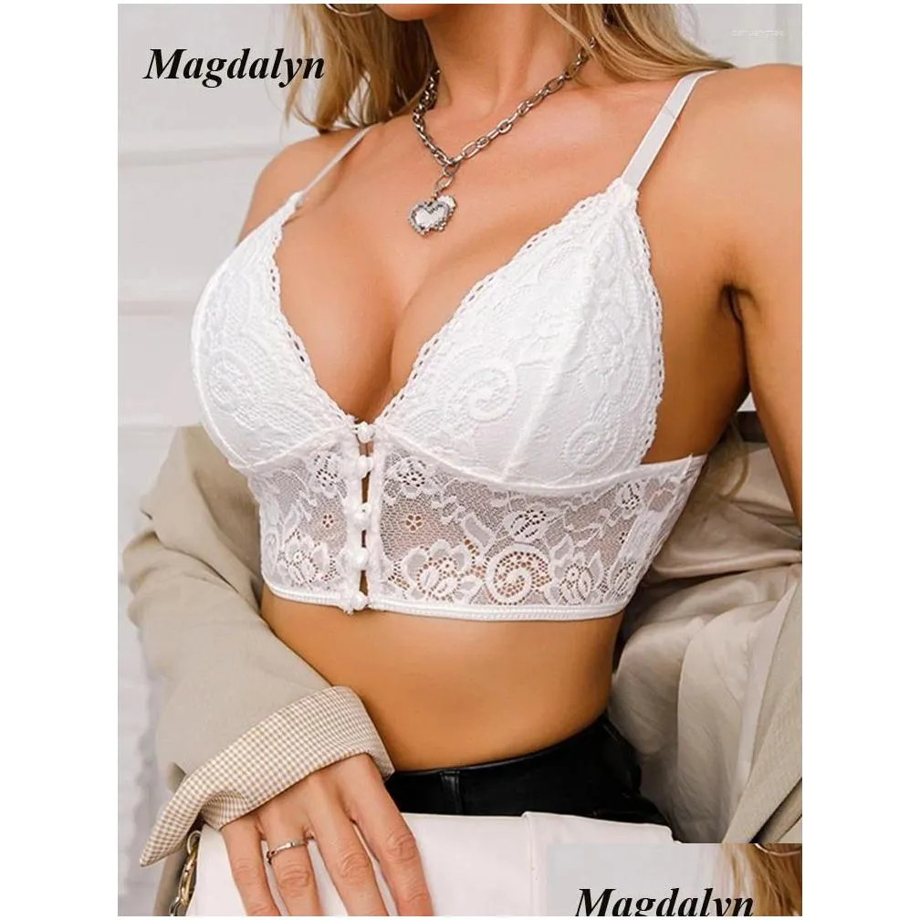 Women`s Tanks Magdalyn Women Sexy Floral Lace Camisole Fashion Y2K Casual Basic Ins Push Up White Intimate Bras Bodycon Sheer Tank