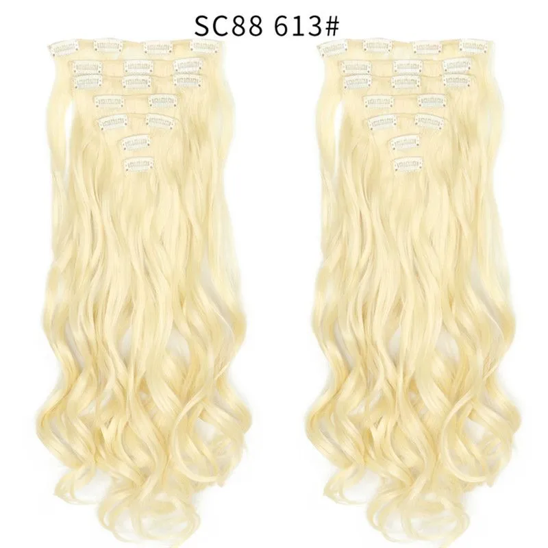 7pcsSet 130G Synthetic Clip In Hair Extensions 22Inch Curly Big Wavy High Temperature Fiber Hairpieces For Women2020203