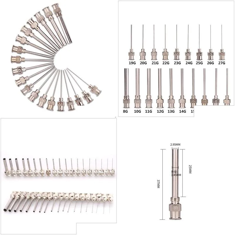 Glue Gun 12Pcs Blunt Needle 1Inch Stainless Steel Dispensing 8G-30G Total Length 37Mm Drop Delivery Office School Business Industria Dhnix