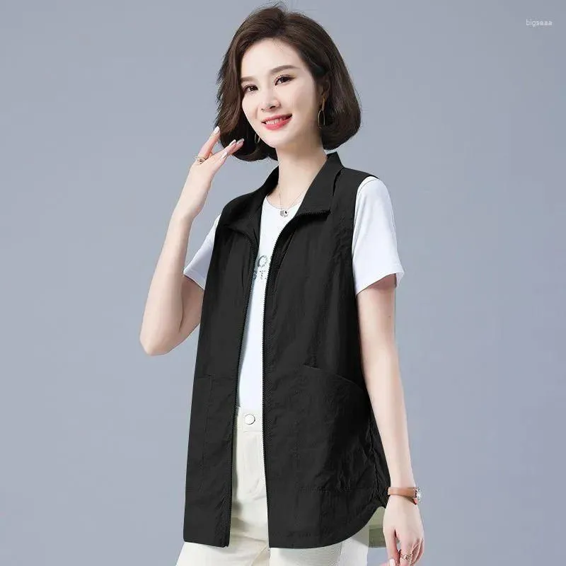 Women`s Vests Sleeveless Jacket Cardigan Women Vest Lined Zipper Sweatshirt Thin Tops Casual Loose Korean Fashion Coats