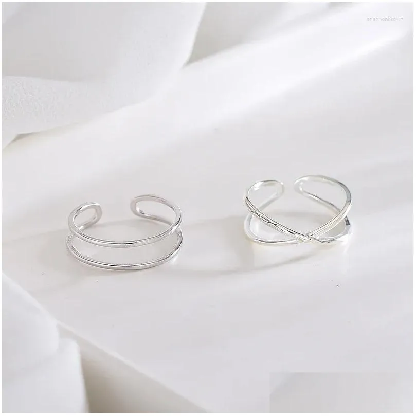 Cluster Rings 925 Sterling Silver S925 2024 Cross Opening Female Girls Gift For Women Jewelry