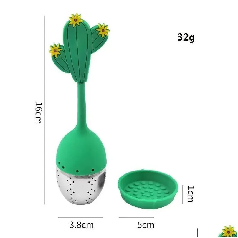 Food Grade Tea Tools for Loose Tea Reusable Silicone Handle Stainless Steel Strainer Drip Tray Included Teas Filter