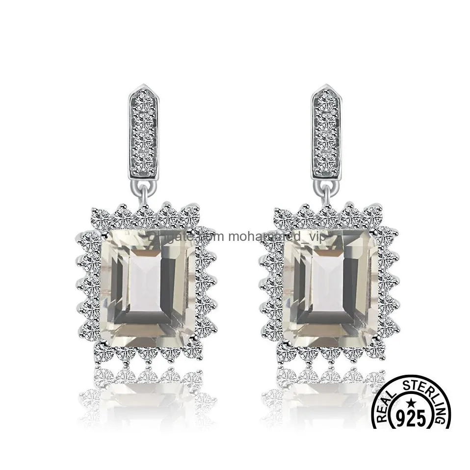 ear cuff yezoxa emerald cut genuine green amethyst 925 sterling silver halo stud earrings for women 230920