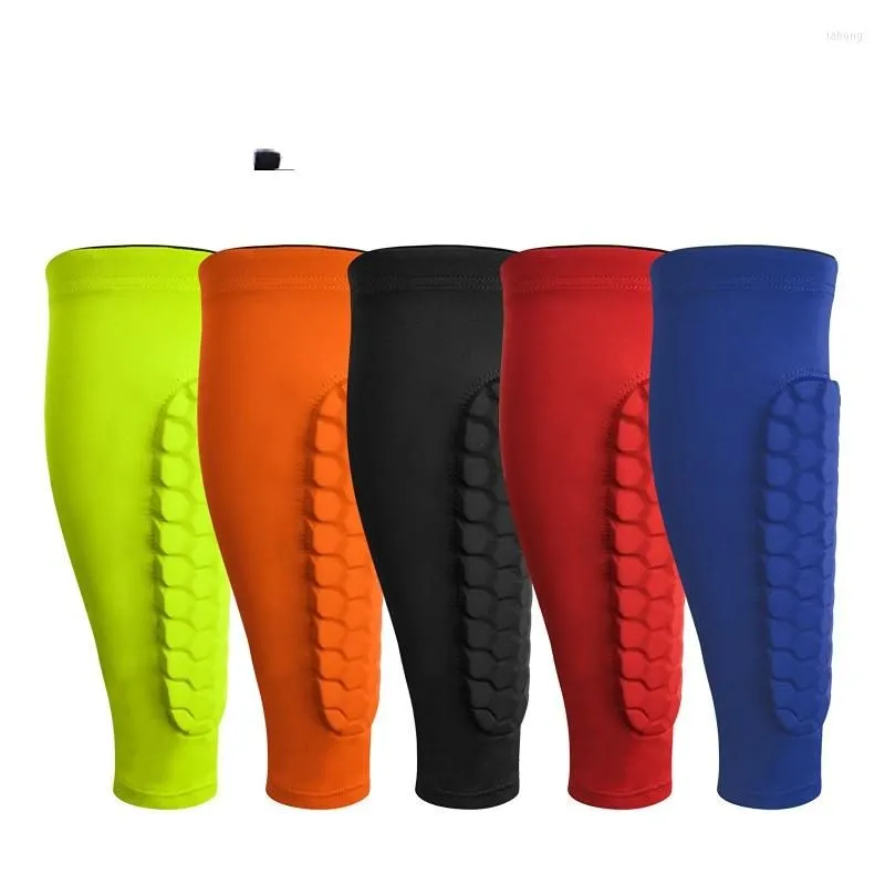 Knee Pads 1PCS Football Shin Guards Protector Soccer Honeycomb Anti-crash Leg Calf Compression Sleeves Cycling Running Shinguards