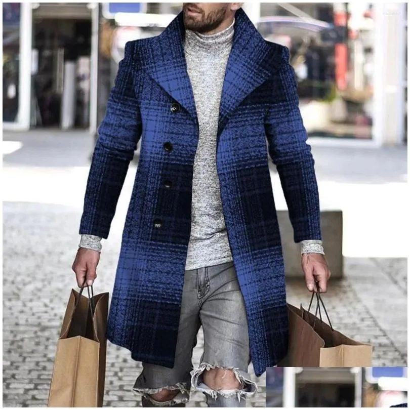 Men`s Trench Coats Long Coat Men Gothic Cardigan Slim Cloak Sweater Hooded Knitted Plaid Fashion Jacket Autumn Steampunk