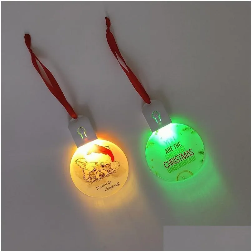 Christmas Decorations Colorf Led Flashing Lights Sublimation Blanks Acrylic Pendant Light Decorative Ornaments Yfa373 Drop Delivery Ho Dhbhu