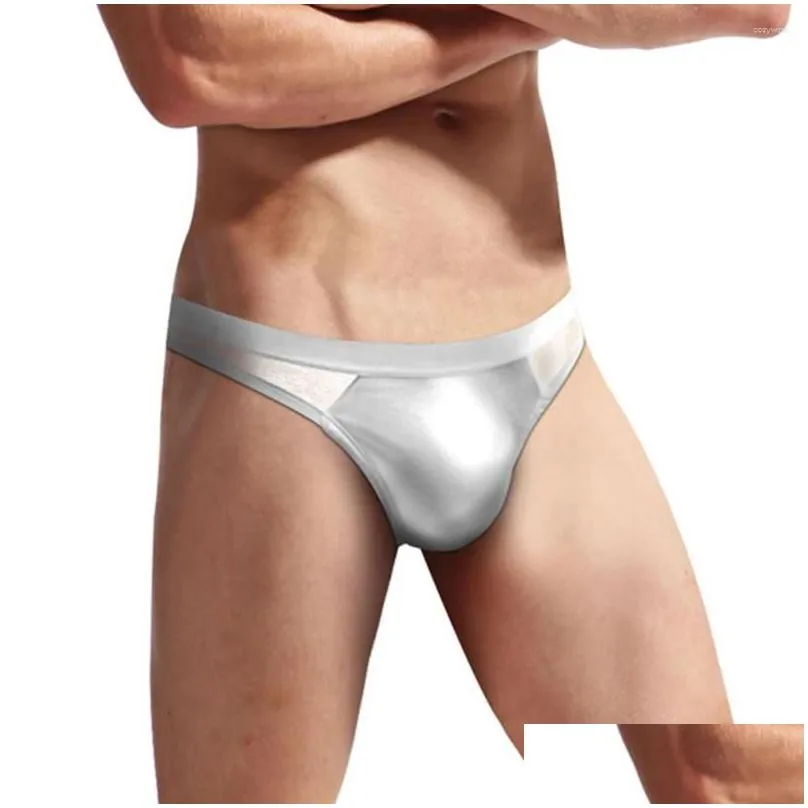 Underpants Sexy Men Bikini Briefs Shiny U Convex Pouch Underwear Ultra-thin Back Transparent Comfy Low Waist Breathable Panties