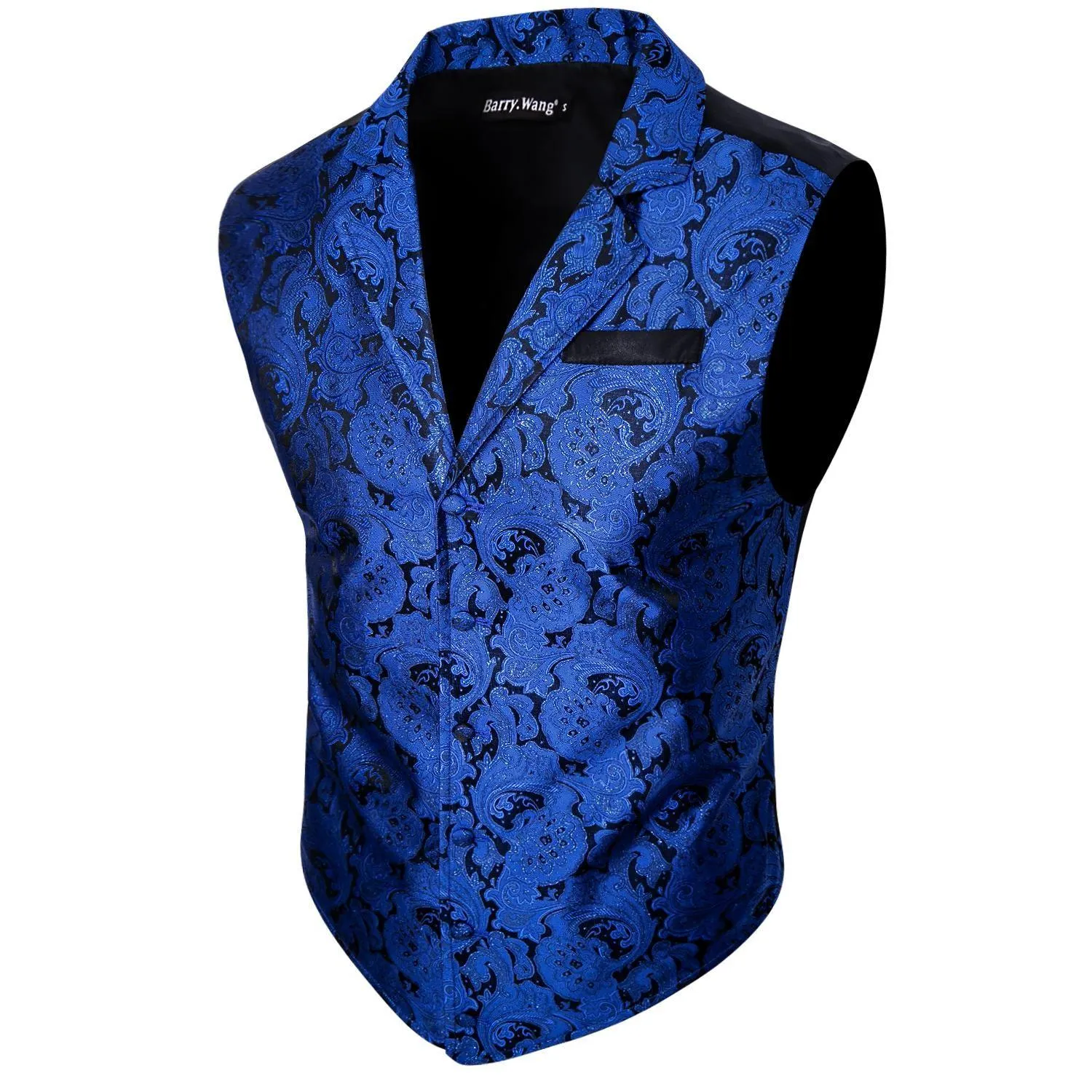 vests blue mens singlebreasted paisly silk waistcoat suit collar arrival autumn mens sleeveless suit vest barry.wang designer
