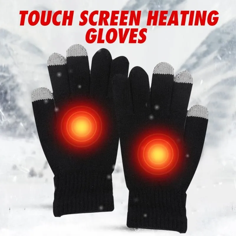 Ski Gloves USB Powered Heated Thermal Outdoor Sports Cycling Skiing Motorcycle Soft Knitted Mitten Hand Warmer Portable Windproof