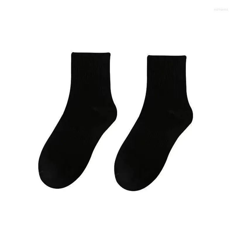 Women Socks Cotton Retro Middle Tube Autumn & Winter Male Girl Fashion Needles Knitting Black White Grey